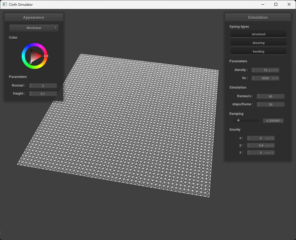 Cloth wireframe all springs