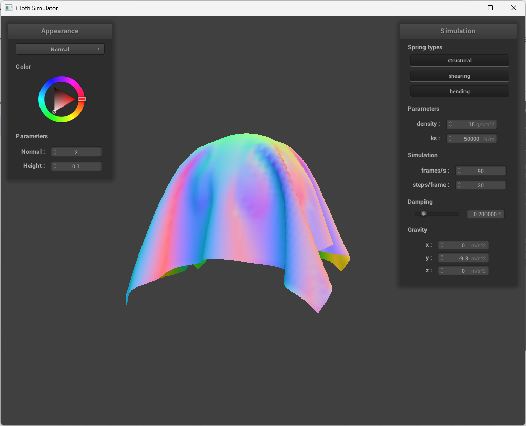 Cloth collision with sphere