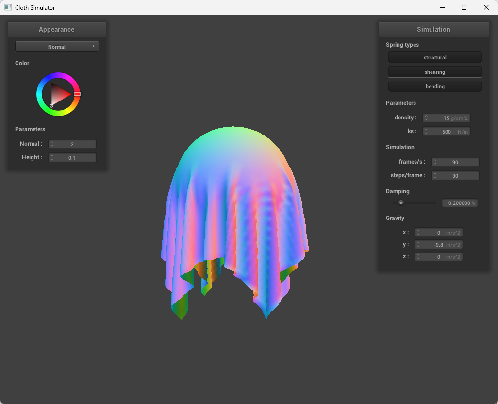 Cloth collision with sphere
