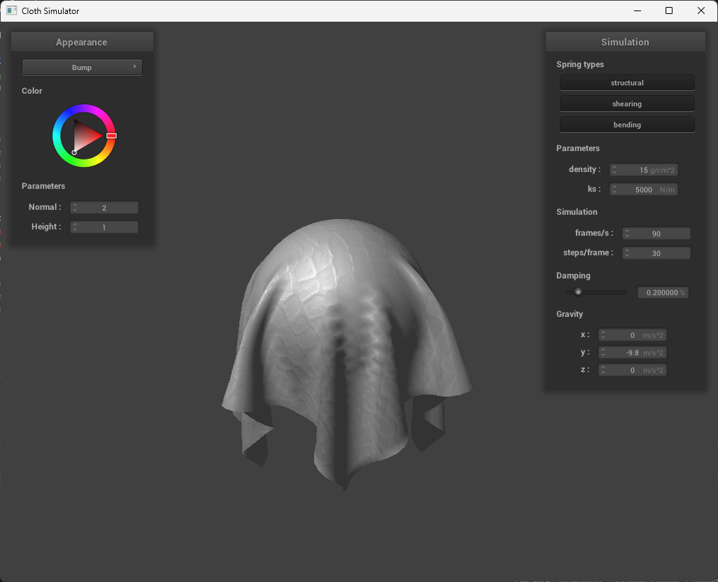 Bump mapping cloth